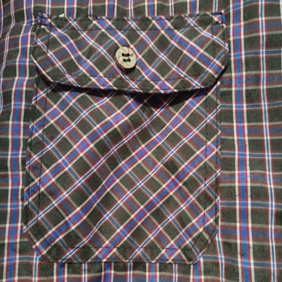 L👔Querea Plaid Casual Button-Down Shirt with Badge - Picture 4 of 8